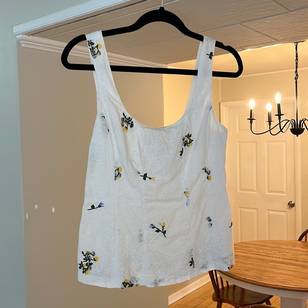 EUC Anthropology Vanessa Virginia Embroidered Lace Corset Sleeveless Top